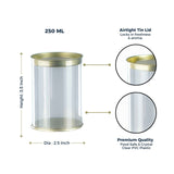 Clear tin 250ml | Rs. 24 per Piece | Box of 90 Pieces
