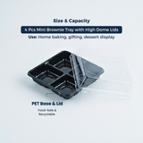 Clear Mini Brownie Tray – 4 PCS | ₹11.00 per Piece | Box of 100 Pieces