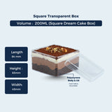 Clear Small Square Dessert Box – 200 ML | ₹31.00 per Piece | Box of 54 Pieces