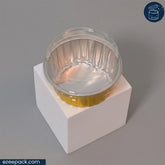 Clear Alu Round Container 155 ML | ₹10.00 per Piece | Box of 80 Pieces Gold Finish | Bake & Serve