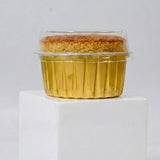 Clear Alu Round Container 155 ML | ₹10.00 per Piece | Box of 80 Pieces Gold Finish | Bake & Serve