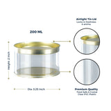 Clear tin 200ml | Rs. 21 per Piece | Box of 120 Pieces