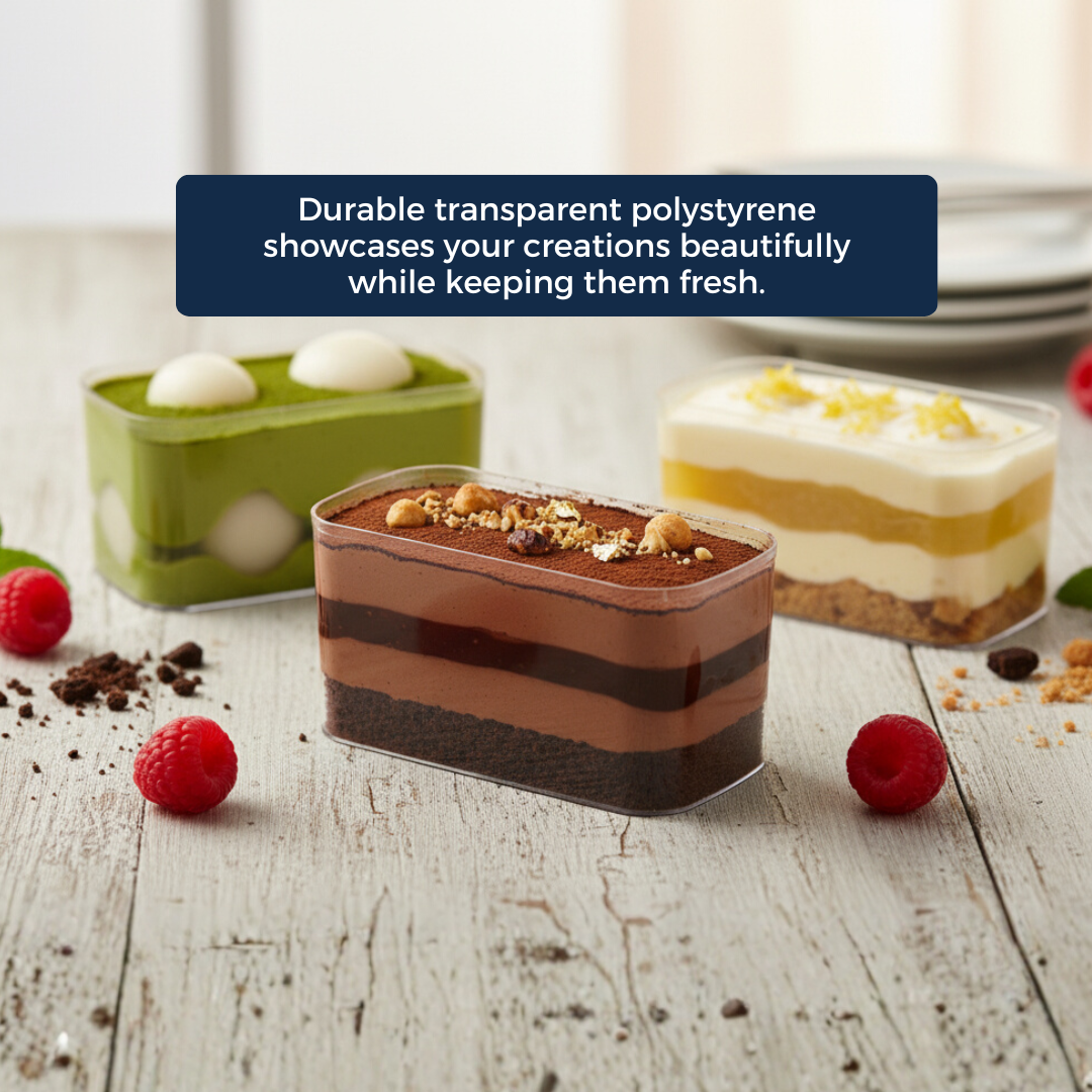 Dessert Box Rectangular Clear Rectangular Dessert Box – 400 ML | ₹42.00 per Piece | Box of 32 ...