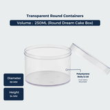 Clear Small Round Dessert Box – 250 ML | ₹34.00 per Piece | Box of 45 Pieces