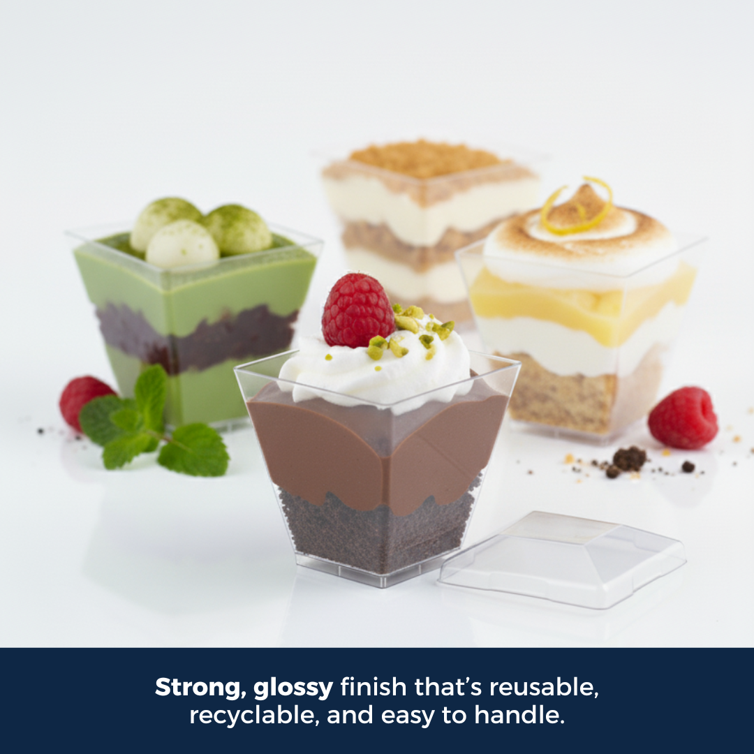Square Mini Cup Clear Mini Square Dessert Cup - 60 ML | ₹6.00 per Piece | Ideal for Mo ...
