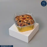 Clear Square Gold Container 195 ml | ₹14.00 per Piece | Box of 100 Pieces | Premium Bake & Serve