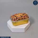Clear Alu Mini Rectangular Container 270 ml | ₹16.00 per Piece | Box of 96 Pieces | Gold Finish | Bake & Serve